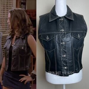 Rare Vintage Leather Wool Vest ASO Faith Lehane BtVS Womens Medium Vintage 90s